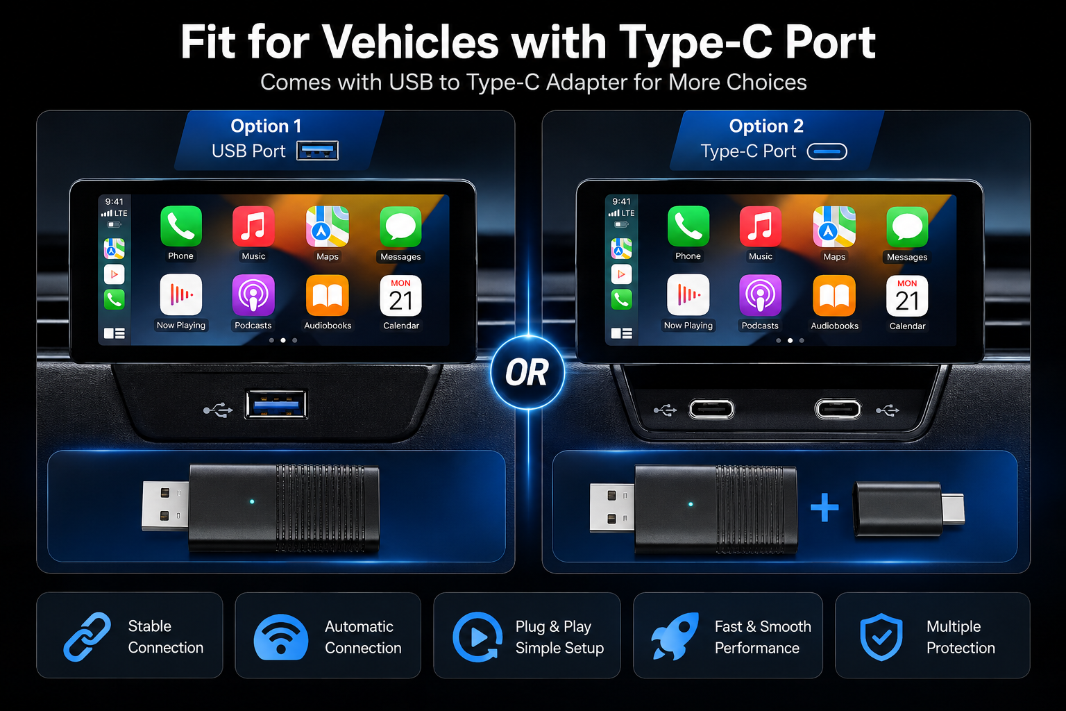 Wireless CarPlay & Android Auto Adapter | Plug & Play | GVM Supply