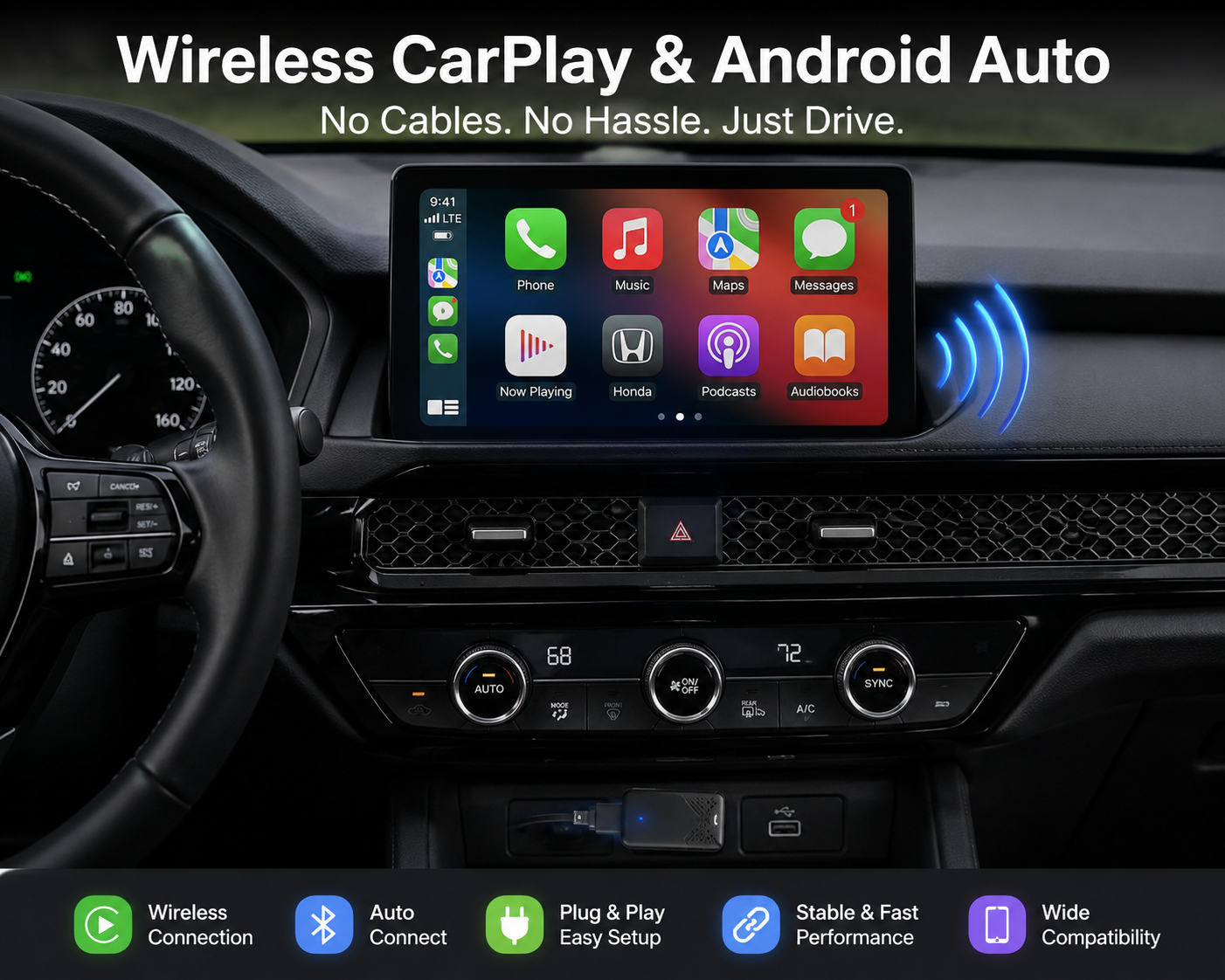 Wireless CarPlay & Android Auto Adapter | Plug & Play | GVM Supply