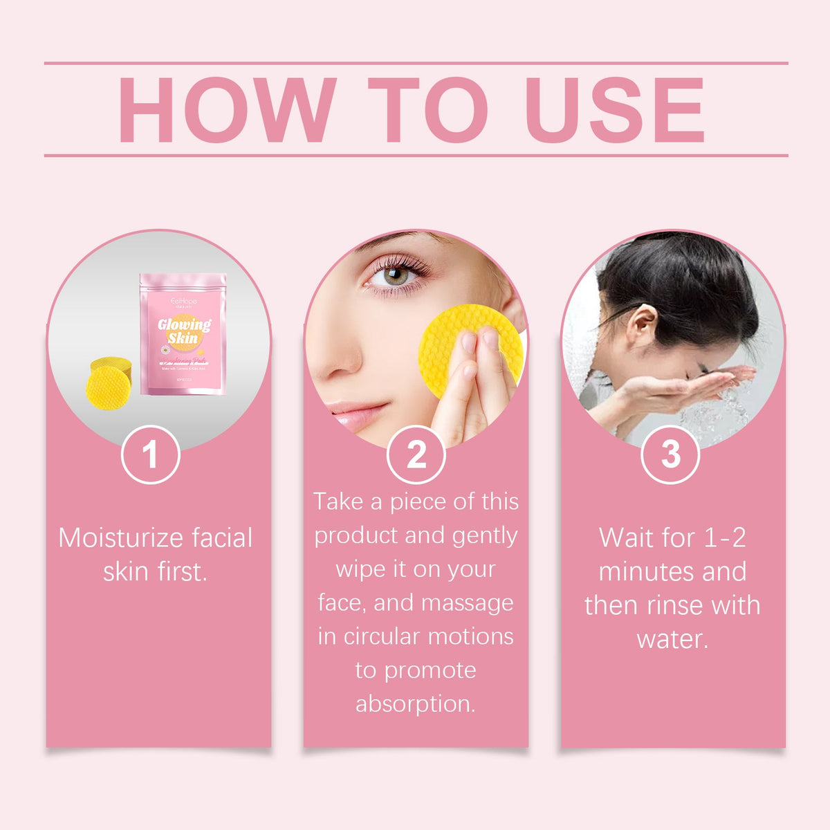 Eelhope Turmeric Kojic Acid Cleansing Gasket Gently Cleanses Facial Skin Pores, Moisturizes And Refreshes Skin Care